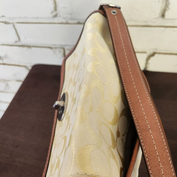 Vintage Rare Coach Signature Yellow Handbag Satchel Purse - Picture 12 of 15